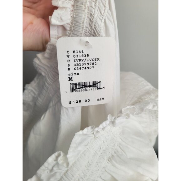 Free People Women Harriet Dress L White Ruffle Cottage Puff Sleeve Midi Boho NWT - Picture 5 of 7